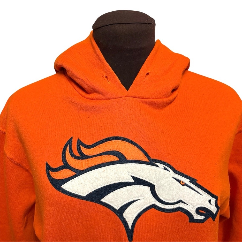 NFL Team Apparel Denver Broncos Womens Hooded Orange Sweatshirt size Small - Picture 2 of 8